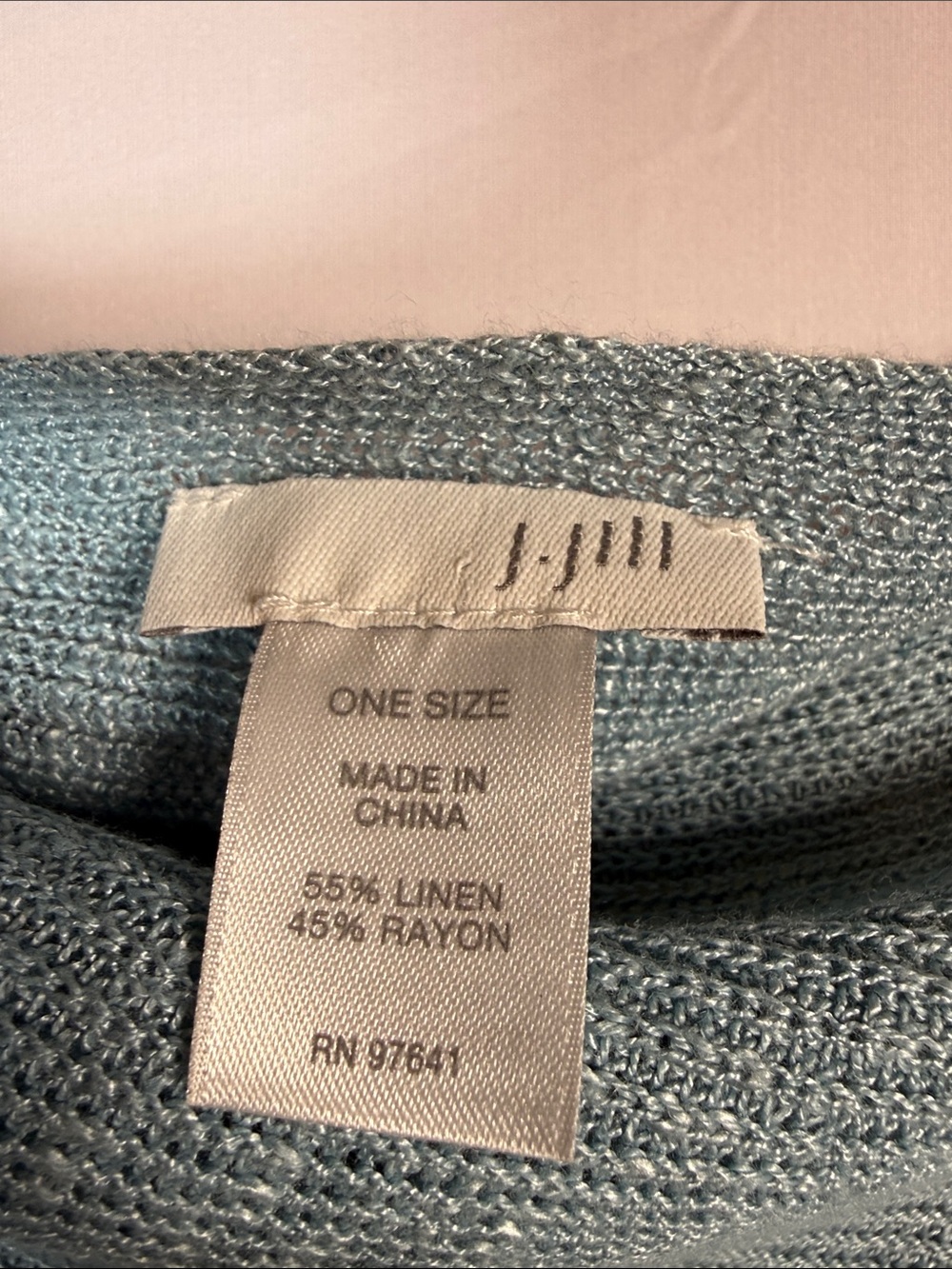 J. Jill Light Teal Knit Poncho Wrap Linen Rayon Scarf - Picture 2 of 7